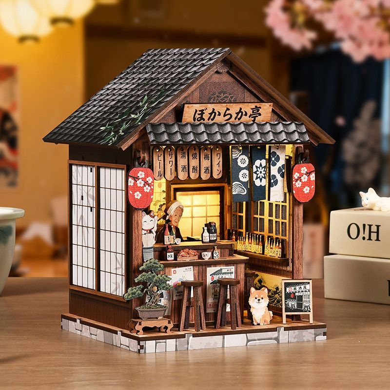 [ในสต็อก] Yiran Izakaya Bookend diy กระท่อมทําด้วยมือประกอบอาคารรุ่นฉากขนาดเล็กบ้านหลังเล็กของขวัญสร