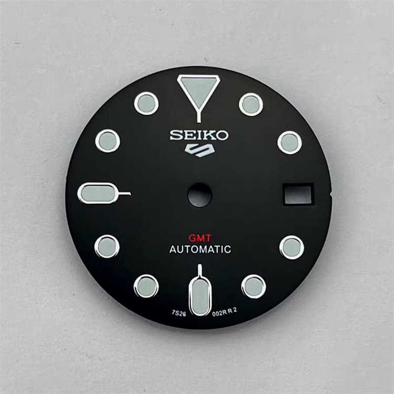 NH35 Dial NH34 นาฬิกา GMT Dial ขนาด 28.5 มม.กรณี NH36 สีเขียว Luminous Dial Pointer