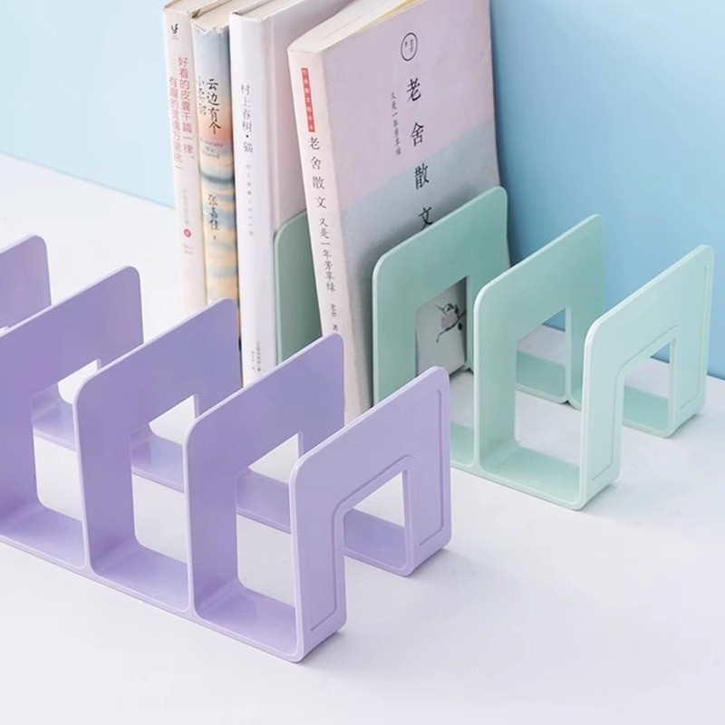 Book Stand Shelf Desktop Book Storage Handy Tool Separator Book Desk Shelf Transparent Acry Bookend 