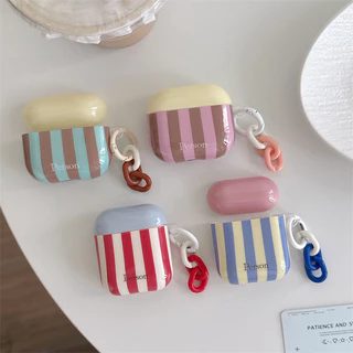 การออกแบบลายทางมินิมอลสําหรับ Airpods 1/2 3 Pro2 pro3 Airpods4 耳机套装 无线蓝牙保套 AirPods Pro i3 i4 pro3 保机护套