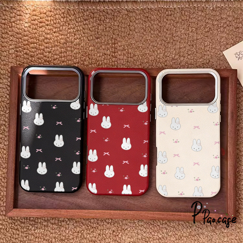 เคสหนังสังกะสี Miffy น่ารักป้องกันฮิต สำหรับiPhone 17 13 AIR 16 14 15 12 11 Pro Max 7 8 14 15 16 Plus XR X SE 2 3