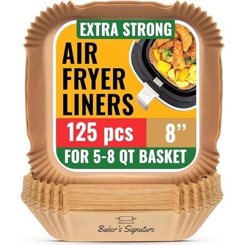 Air Fryer กระดาษ Liners, 125 ชิ้น Air Fryer Disposable Liners, Non-Stick และ Oil Proof สําหรับทําควา
