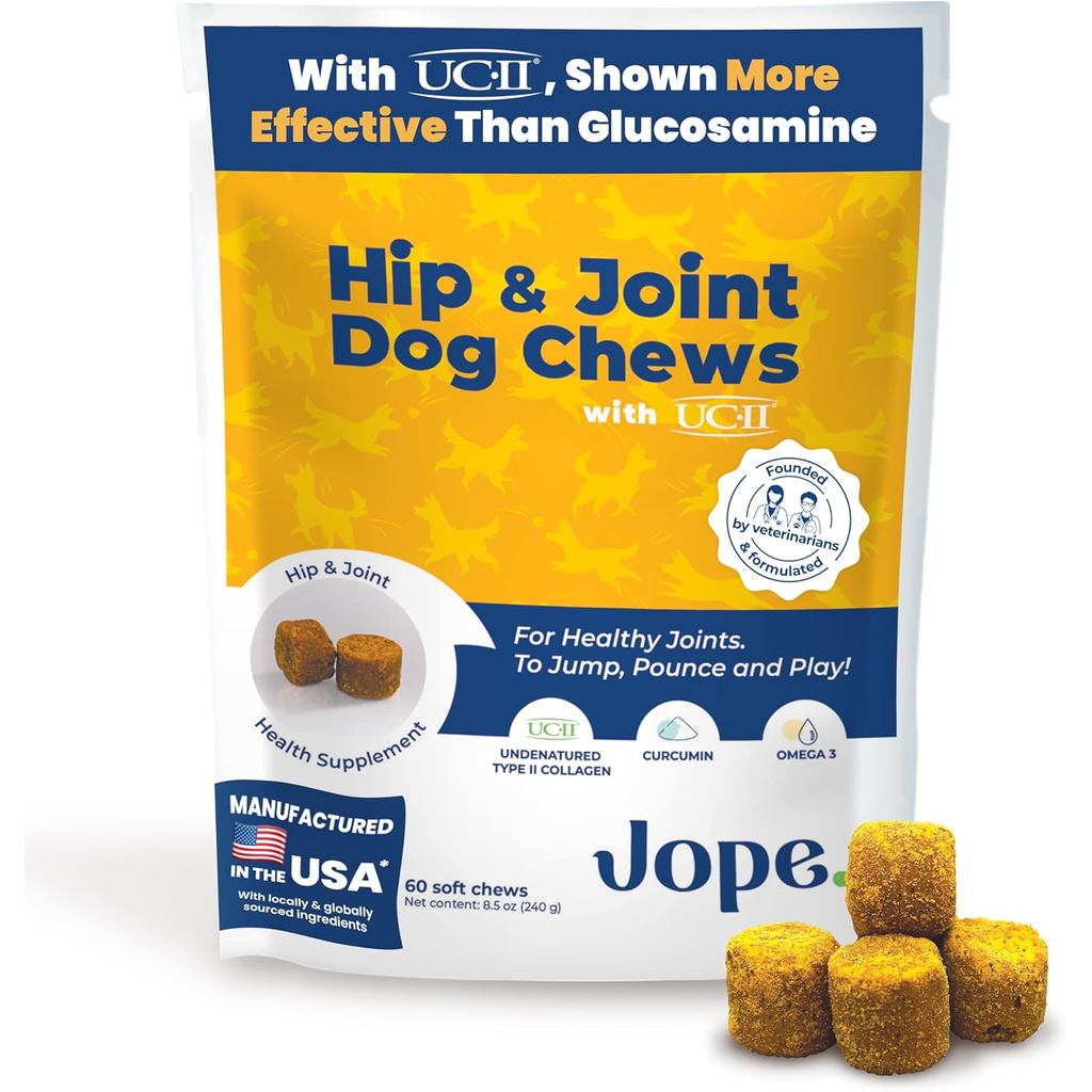 อาหารเสริมบำรุงกระดูกและข้อ Jope กับ UC-II® และคอลลาเจน ขนาดใหญ่และกลาง สูตรเฉพาะทางสัตวแพทย์ มีโอเม