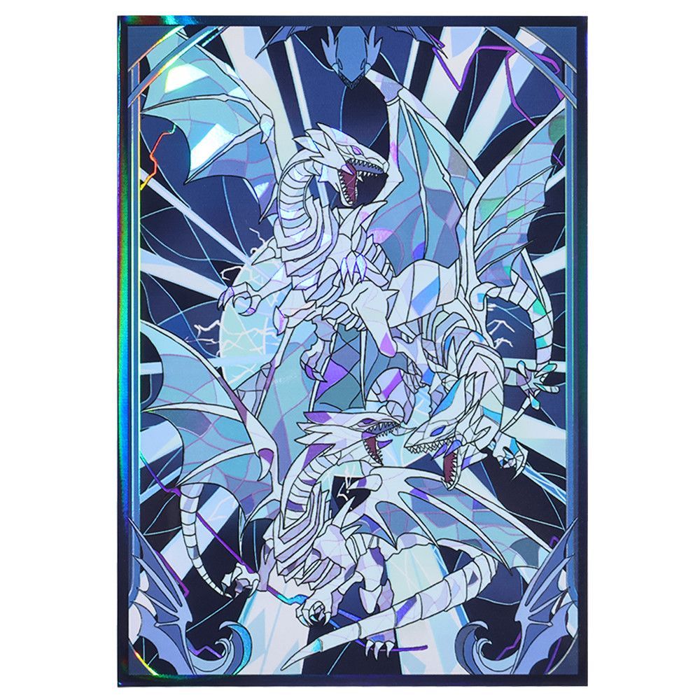 Yu-Gi-Oh! Card Sleeves Laser Holographic Blue-Eyes White Dragon Stained Glass Style Card Sleeves 6390mm