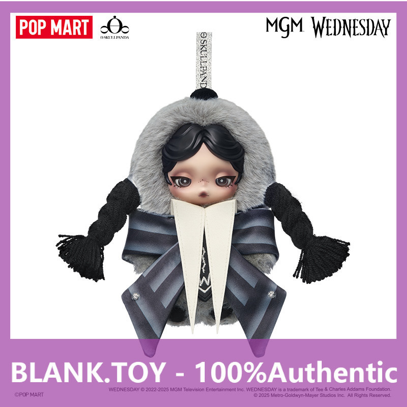 POPMART SKULLPANDA x Wednesday จี้ตุ๊กตาผ้ากํามะหยี่ Never Moore เวอร์ชั่นเครื่องแบบวิทยาลัย