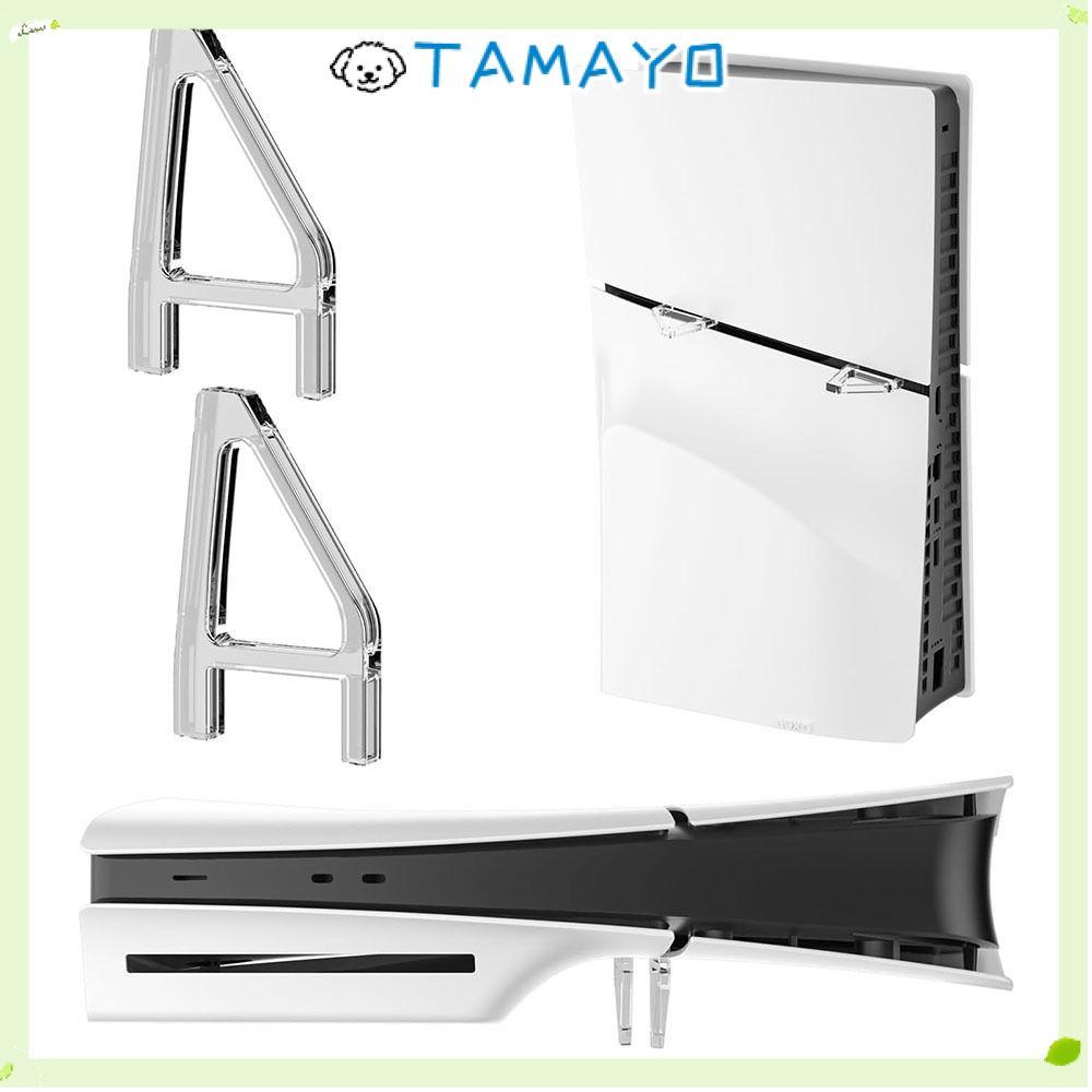 TAMAYO PS5 Slim Stand,ขาตั้งแนวนอนทรงสามเหลี่ยมโปร่งใส,อุปกรณ์เสริมสําหรับเล่นเกมคอนโซลกันลื่นสากลรอ