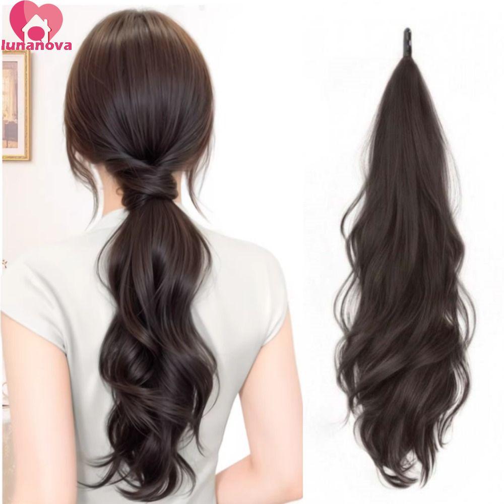 LUNANOVA หางม้า.Extensions วิกผมสังเคราะห์ 24 นิ้ว สำหรับสวมใส่ทุกวัน