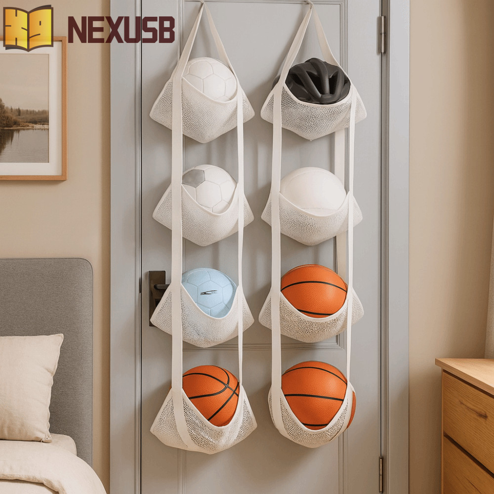 NEXUSBEAM Ball Storage Hanging Bag, Large Capacity Space Saving Mesh Storage Bag, Practical Wall Mou