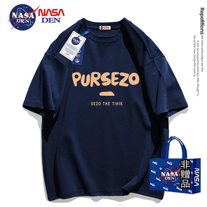 NASA 夏季新款韩版时尚外套เสื้อยืด男潮流印花连衣裙女夏季新款上衣NASA Co-Branded ฤดูร้อน Heavyweight ผ้าฝ้ายแท้เสื้อยืดแขนสั้น2