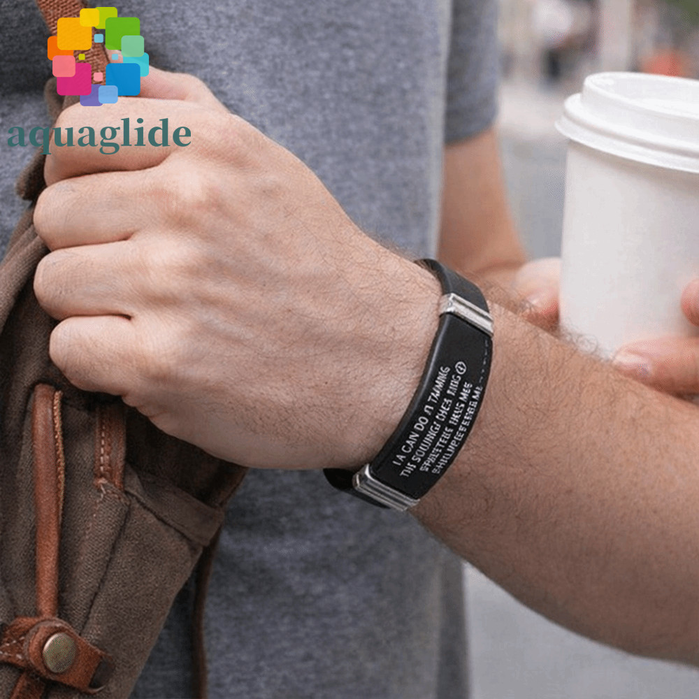 สร้อยข้อมือพระคัมภีร์เวิร์ส สแตนเลสสีดำ และซิลิโคน สำหรับศรัทธาคริสเตียนและของกำนัlevent