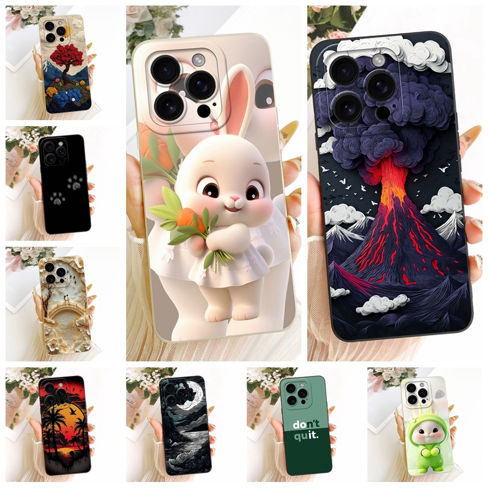 6.9 สําหรับiPhone 16 Pro Maxกรณีแฟชั่นหรูหราCool Kawaiiน่ารักทาสีซิลิโคนปลอกA3296 A3084 A3295 A3297