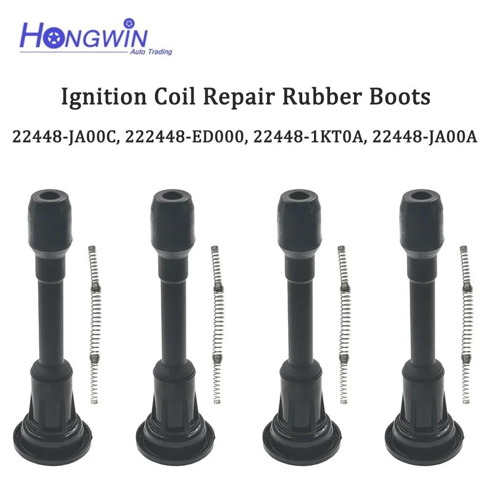 4 ชิ้นคอยล์จุดระเบิดยาง Boot Spark ปลั๊กสําหรับ Nissan Sentra Versa X-Trail Micra Qashqai 22448JA00C