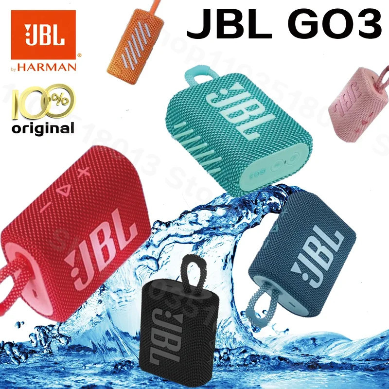 Original JBL GO 3 ลําโพงบลูทูธไร้สายลําโพงกันน้ําแบบพกพาลําโพงกลางแจ้งกีฬาเบสปาร์ตี้ลําโพง JBL GO3
