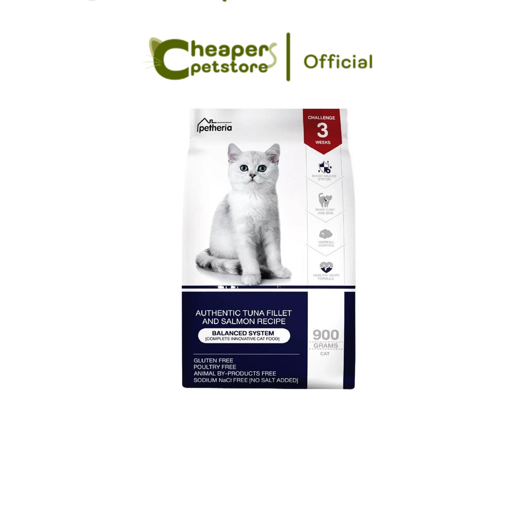 Petheria [900g] อาหารแมวเพ็ทเทอเรีย อาหารแมวทุกช่วงวัย [BALANCED SYSTEM] [No Corn & Gluten Free] ขนาด 900 กรัม
