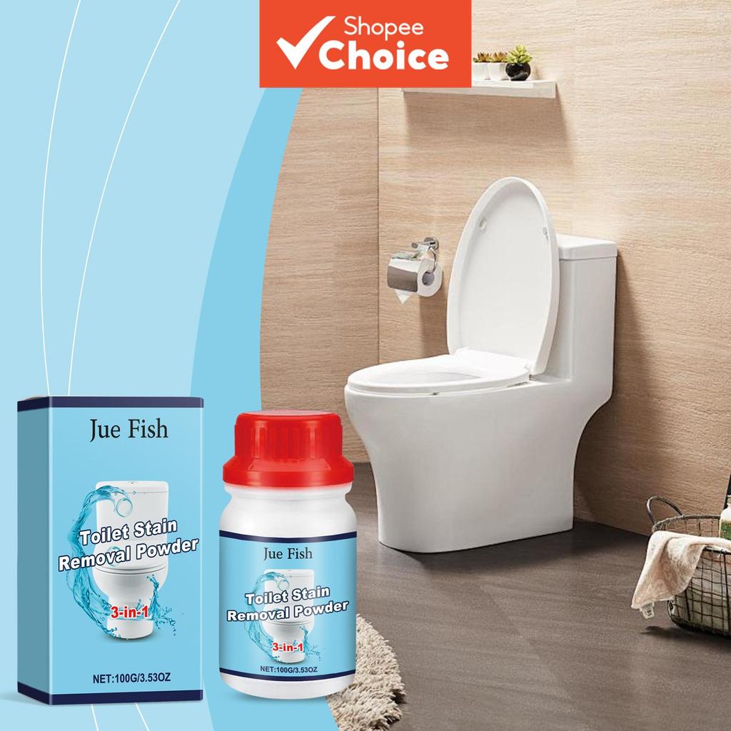 Jue Fish Toilet Bowl Stain Remover, ผงโฟมกําจัดกลิ่นสําหรับคราบดื้อรั้น & Limescale 100g