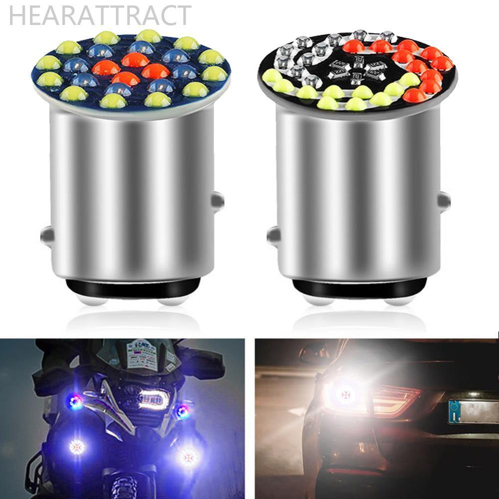 HEARATRACT 1157 RGB LED ไฟหน้ารถจักรยานยนต์หลอดไฟ 24SMD 30SMD โคมไฟกระพริบมอเตอร์ไซด์ Bright 1157 BA