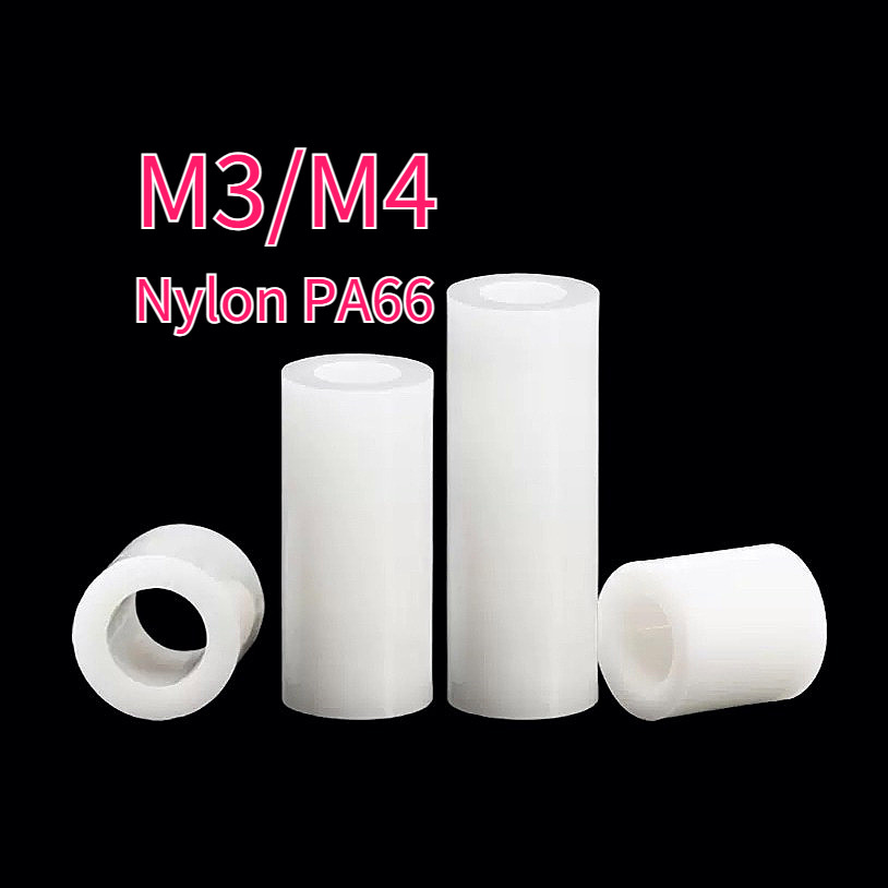 คอลัมน์แยก ABS สีขาว, คอลัมน์แยกฉนวน, คอลัมน์แผ่นพลาสติก 3mm4mm ผ่านคอลัมน์ปลอกไนลอน [12XXX-MB]