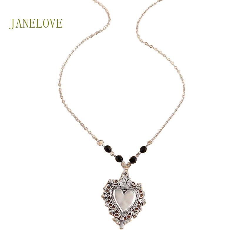 JLOVE Vintage ผู้หญิงผู้ชาย Steampunk สร้อยคอหัวใจโครงกระดูกจี้ Gothic Punk สร้อยคอสําหรับ Rock Bike