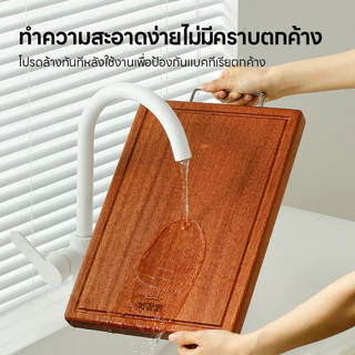 เขียงในครัวเขียงไม้เนื้อแข็งที่ได้รับการอัพเกรดเขียงมะเกลือพร้อมช่องระบายน้ําและที่จับถาดเนื้อขนาดใหญ่