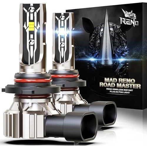 RENO 9005 9006 หลอดไฟผสม, 9005 9006 หลอดไฟหมอก 6500K สีขาว 9006 9005 ไฟเล่นปลั๊กตรง Fanless, 4 ชุด