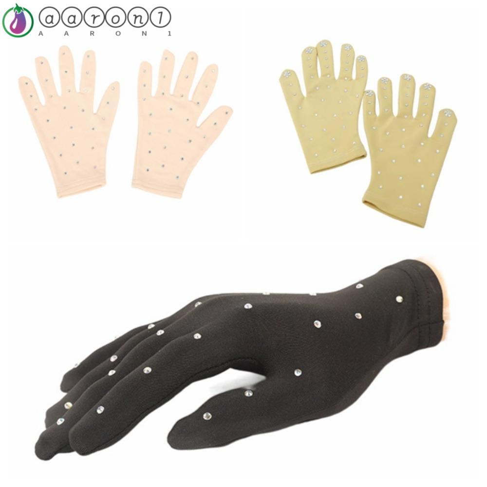 AARON1 Shiny Figure สเก็ตข้อมือถุงมือ, Breathable Mittens Ice Skating Training Gloves, XS/S/M/L ผิวแ