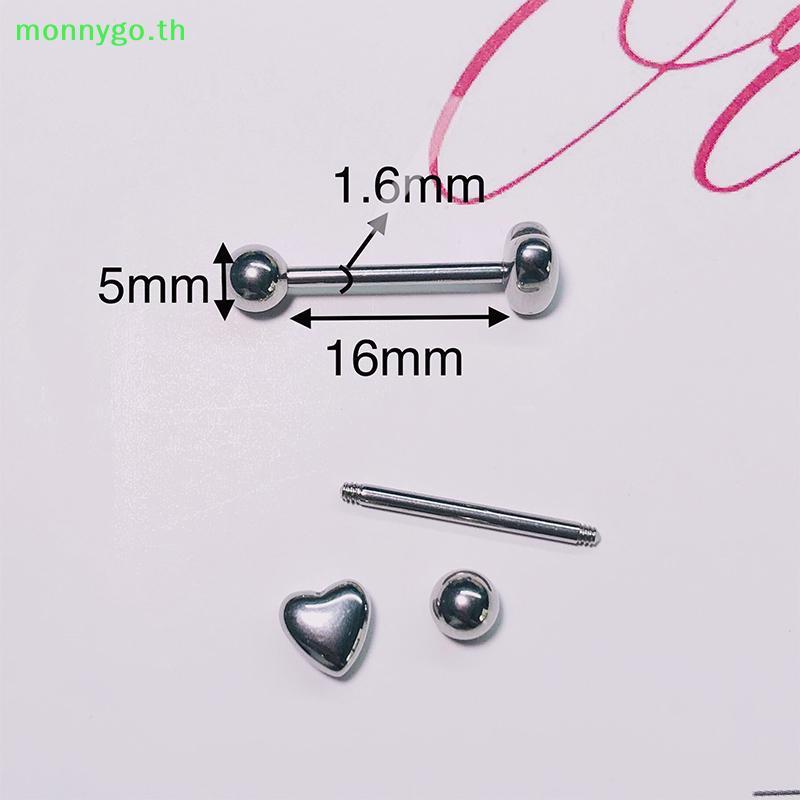 Monnygo โลหะ Love Heart Body Studs สไตล์ปี 90s เครื่องประดับสำหรับผู้หญิง