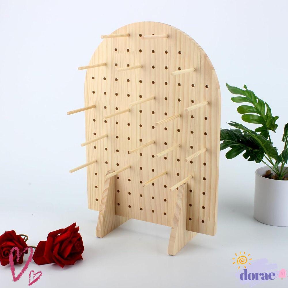 DORAE Pegboard ขาตั้งจอแสดงผล,รูปไข่ 25 ชิ้น Dowel Rods พวงกุญแจขาตั้งจอแสดงผล,คุณภาพสูงไม้สร้อยข้อมือ Organizer ผู้ถือสร้อยคอขาย