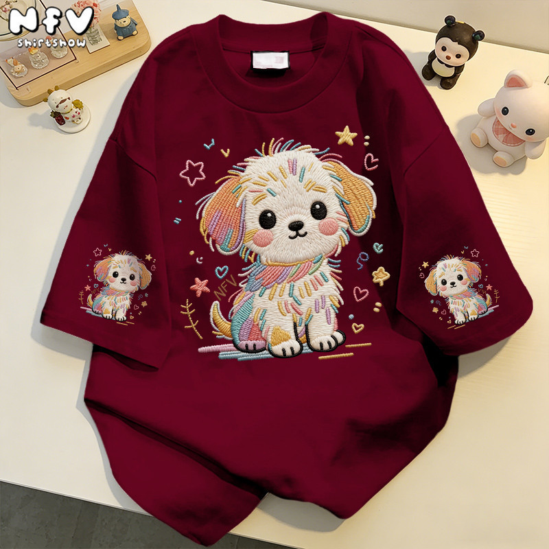 【จัดส่งตลอด 24 ชั่วโมง】NFV มาใหม่✨ลวดลายสุนัขน้อย ทรงหลวม แฟชั่น ระบายอากาศ oversize YG4723