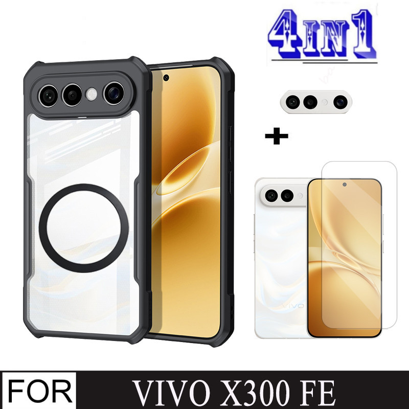 4in1 Vivo X300FE กันกระแทกเคสโทรศัพท์สําหรับ Vivo X200FE V70 FE V70 V70 Elite HD กระจกนิรภัยแม่เหล็ก