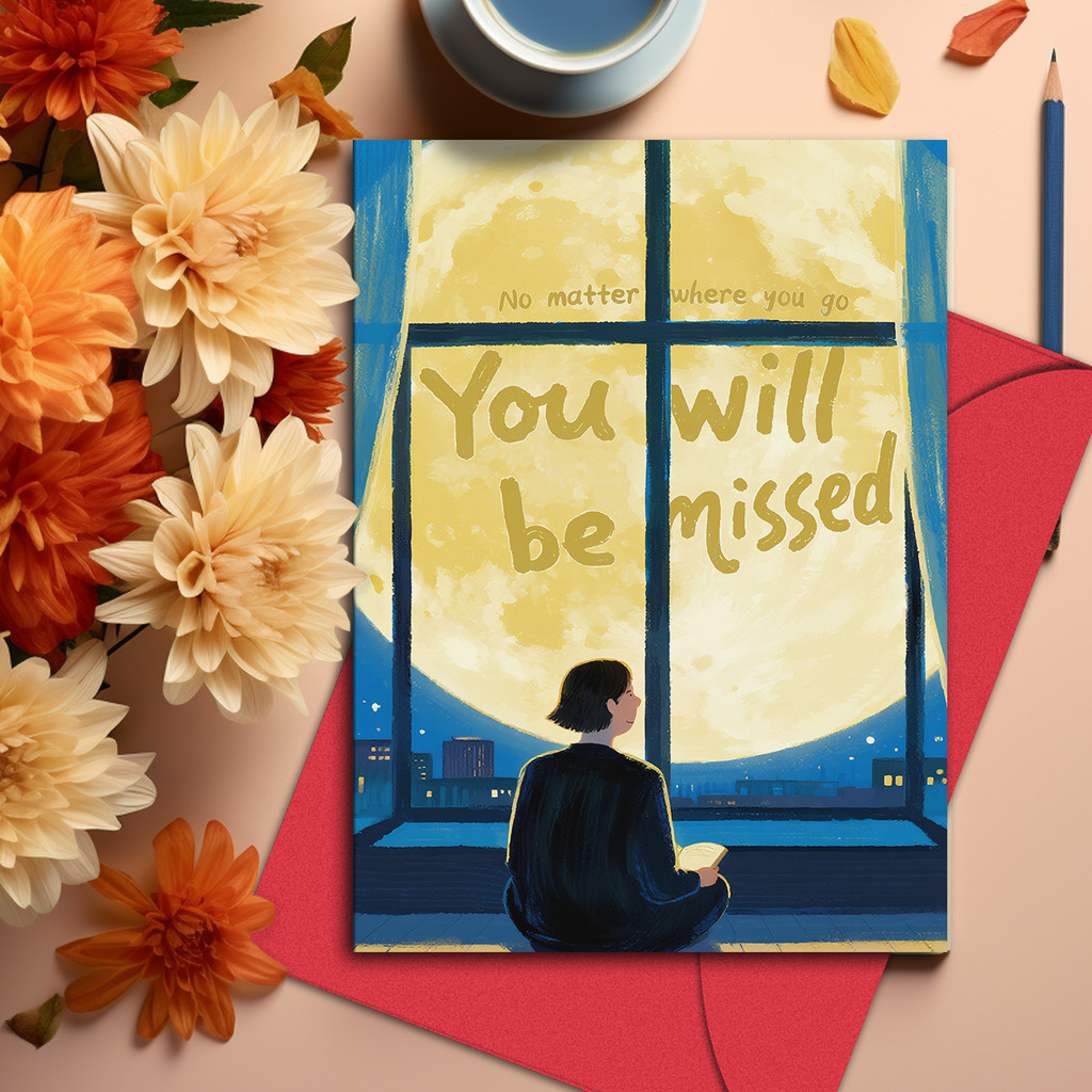 You Will be Missed Farewell Card Giant Moon Goodbye Card ของขวัญการเดินทางใหม่สําหรับเพื่อนร่วมงาน