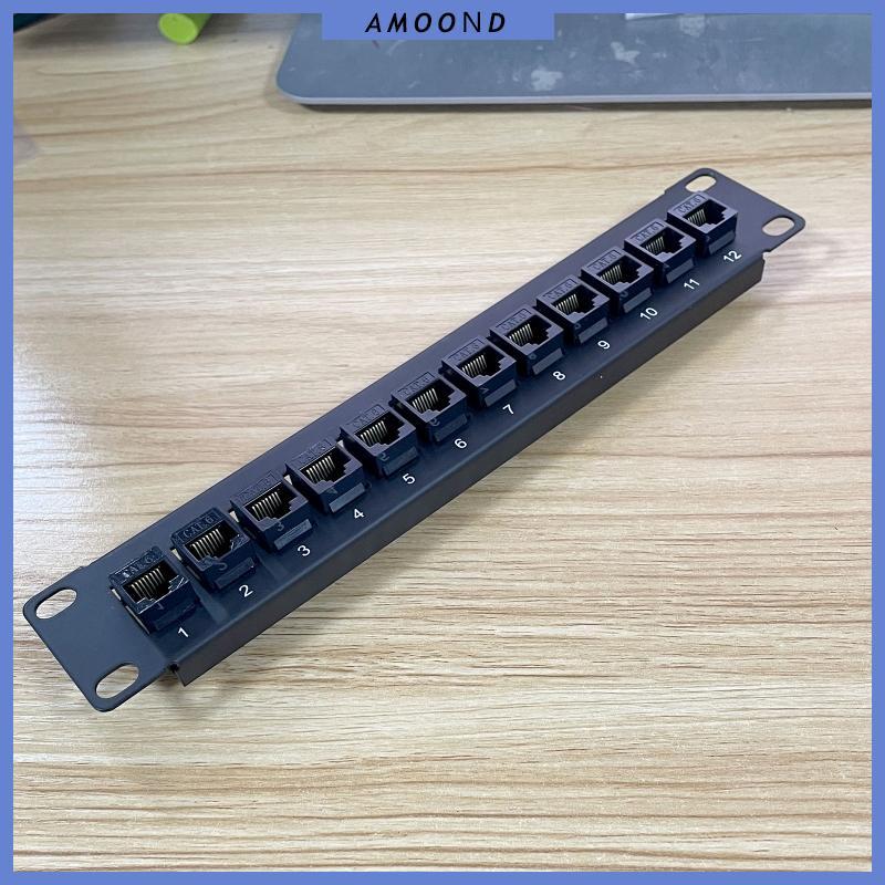 AMOOND CAT6 12 พอร์ตแผงแพทช์รองรับด้านหลัง CAT6 Unshielded สําหรับ w Coded T568A B สายไฟสําหรับ RJ45