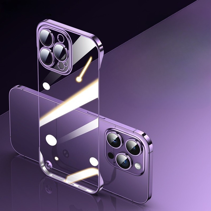 สําหรับ Apple iPhone 17 16 15 Pro Max Air Plus 16e Frameless Electroplating เลนส์โลหะป้องกันเคสโทรศัพท์ PC Hard ฝาหลัง Funda ราคา ถูกที่สุด ดีลบีเคเค แกลเลอรีภาพที่ 2