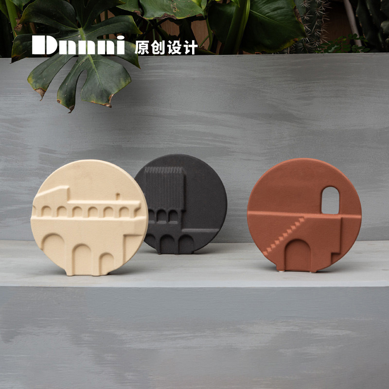 Dnnni Original design Monument Valley-style เซรามิคแจกันตกแต่งโรงแรมเกสต์เฮาส์โชว์รูมห้องนั่งเล่นตู้วางทีวีหน้าต่างเหมาะสําหรับดอกไม้แห้ง