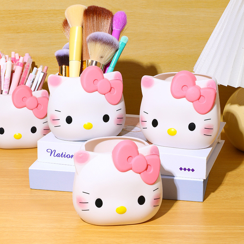 น่ารัก Hello Kitty การ์ตูนน่ารักผู้ถือปากกา, เครื่องเขียนนักเรียน, เดสก์ท็อปแต่งหน้าออแกไนเซอร์, ตกแต่งของขวัญวันหยุด