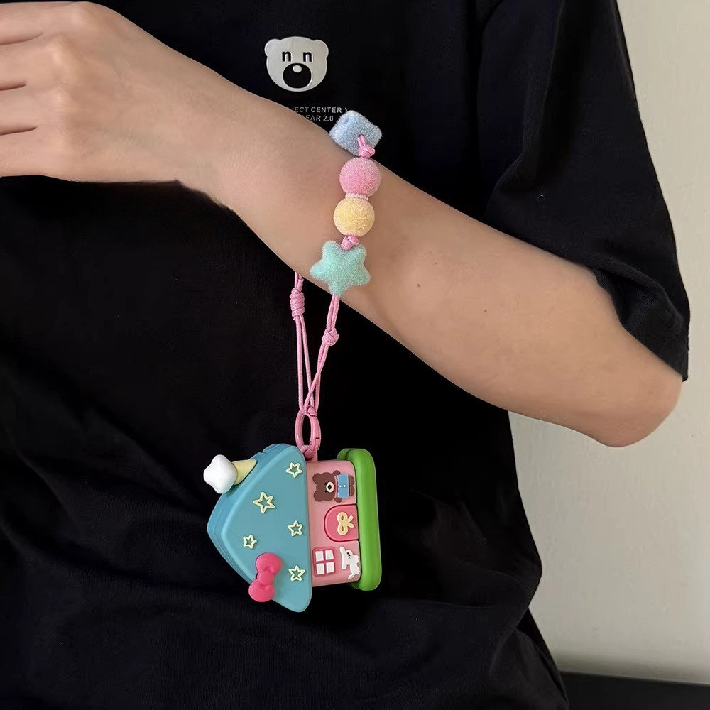 สําหรับ Huawei freeclip2 Freebuds se4 ANC หูฟังป้องกันกรณีการ์ตูนหมีน้อยสีชมพูจี้บ้านสําหรับ freebuds 7i 6i 5i กรณี 7i ป้องกัน se2 se3 นุ่ม