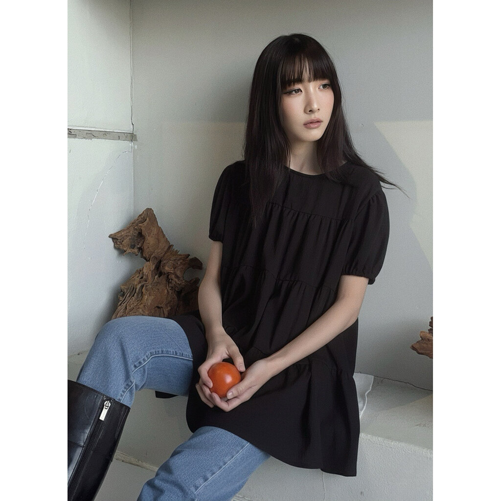 Yuka เสื้อทรงโอเวอร์ไซต์พรางพุง แขนตุ๊กตาผ้า ใส่สบายผ้าไม่ต้องรีด ไม่มีซับใน ใส่ได้ทุกวันทุกโอกาสเดินเล่นชิลล์ๆ ก็เอา...