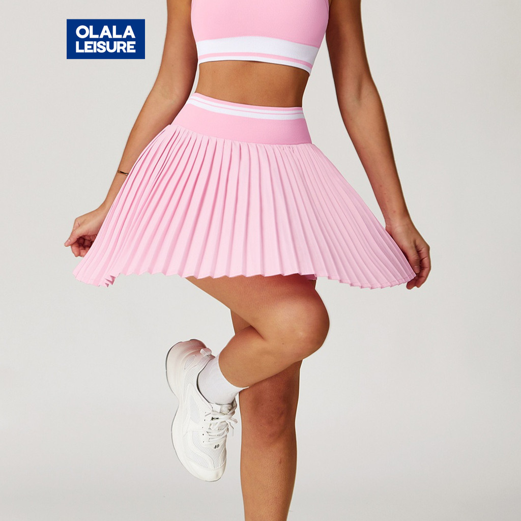 OLALA กระโปรงสั้นทรง A-line สไตล์เอวสูง ออกแบบมาเพื่อกีฬาฟิตเนส เทนนิส และโยคะ