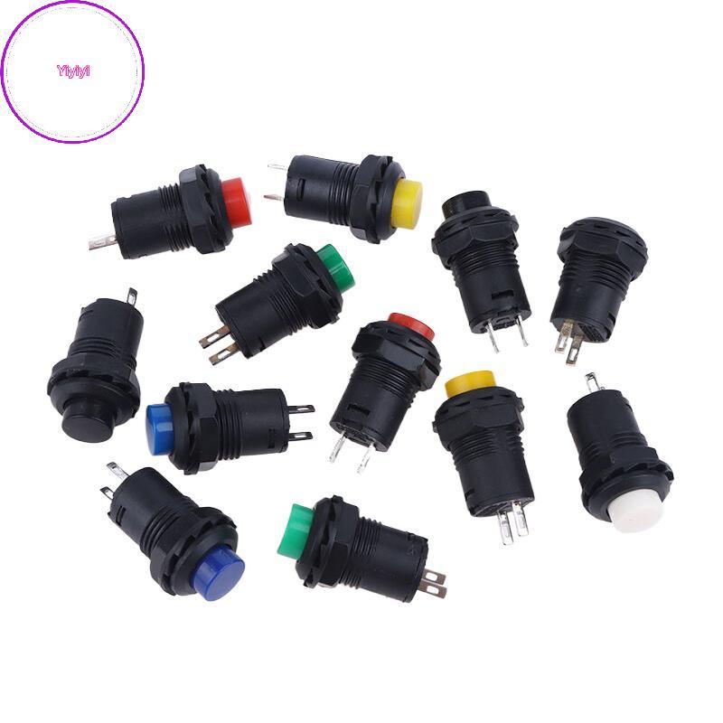 Yiyi 10 ชิ้น Self-Lock/Momentary Pushbutton Switches DS-428/27 12 มม. OFF- ON Push ปุ่ม 3A /120VAC 1