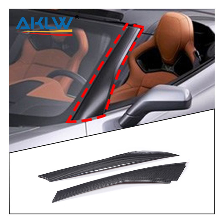 คาร์บอนไฟเบอร์จริงอุปกรณ์เสริมภายนอกกระจกด้านข้าง A-Pillar แผงตกแต่งสําหรับ Chevrolet Corvette C7 St