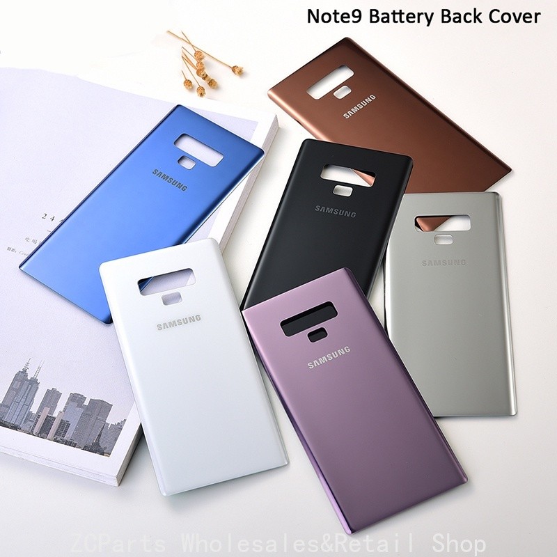 ฝาหลังแบตเตอรี่สําหรับ SAMSUNG Galaxy Note 9 N960 N9600 SM-N960F N960U N960FD กระจกด้านหลัง + สติกเก