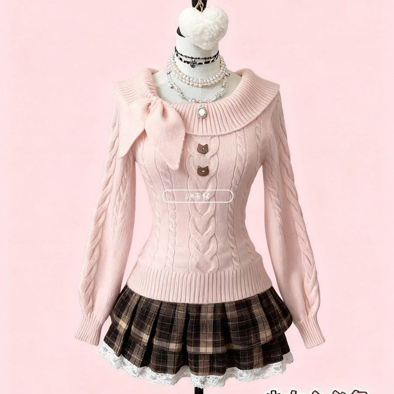 เสื้อสเวตเตอร์สวมหัวแขนยาวสไตล์ญี่ปุ่น ออกแบบให้อวบอิ่มและกระชับท้องสำหรับฤดูหนาว - รูปที่ 2