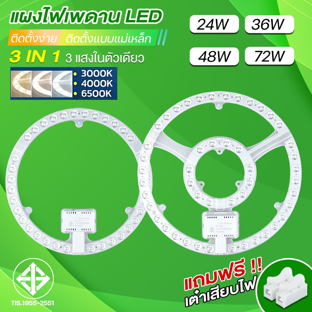แผงไฟเพดา แผงไฟLED 24W 36W 48W 72W 3แสง โคมเพดานLED แผงไฟแม่เหล็ก โคมไฟเพดาน แผ่นชิป คุณภาพดี