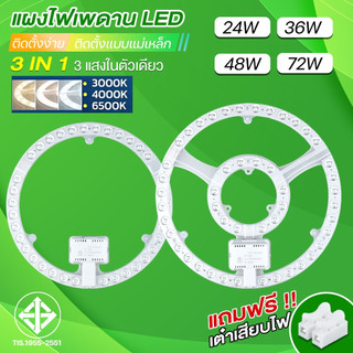 แผงไฟเพดา แผงไฟLED 24W 36W 48W 72W 3แสง โคมเพดานLED แผงไฟแม่เหล็ก โคมไฟเพดาน แผ่นชิป คุณภาพดี