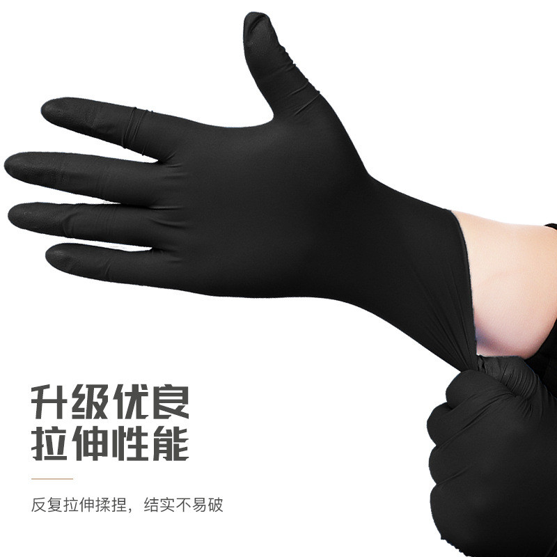 Inco ถุงมือไนไตรล์ไนไตรล์น้ํายางสีดําแบบใช้แล้วทิ้งแบบหนาทนต่อการสึกหรอสูงยืดหยุ่นอิเล็กทรอนิกส์ Ind