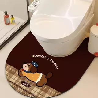 พรมชักโครกแบบตัวยู ดูดซับน้ำดีเยี่ยม วัสดุไดอะตอมไมต์ แห้งเร็ว ป้องกันการลื่น สำหรับห้องน้ำ
