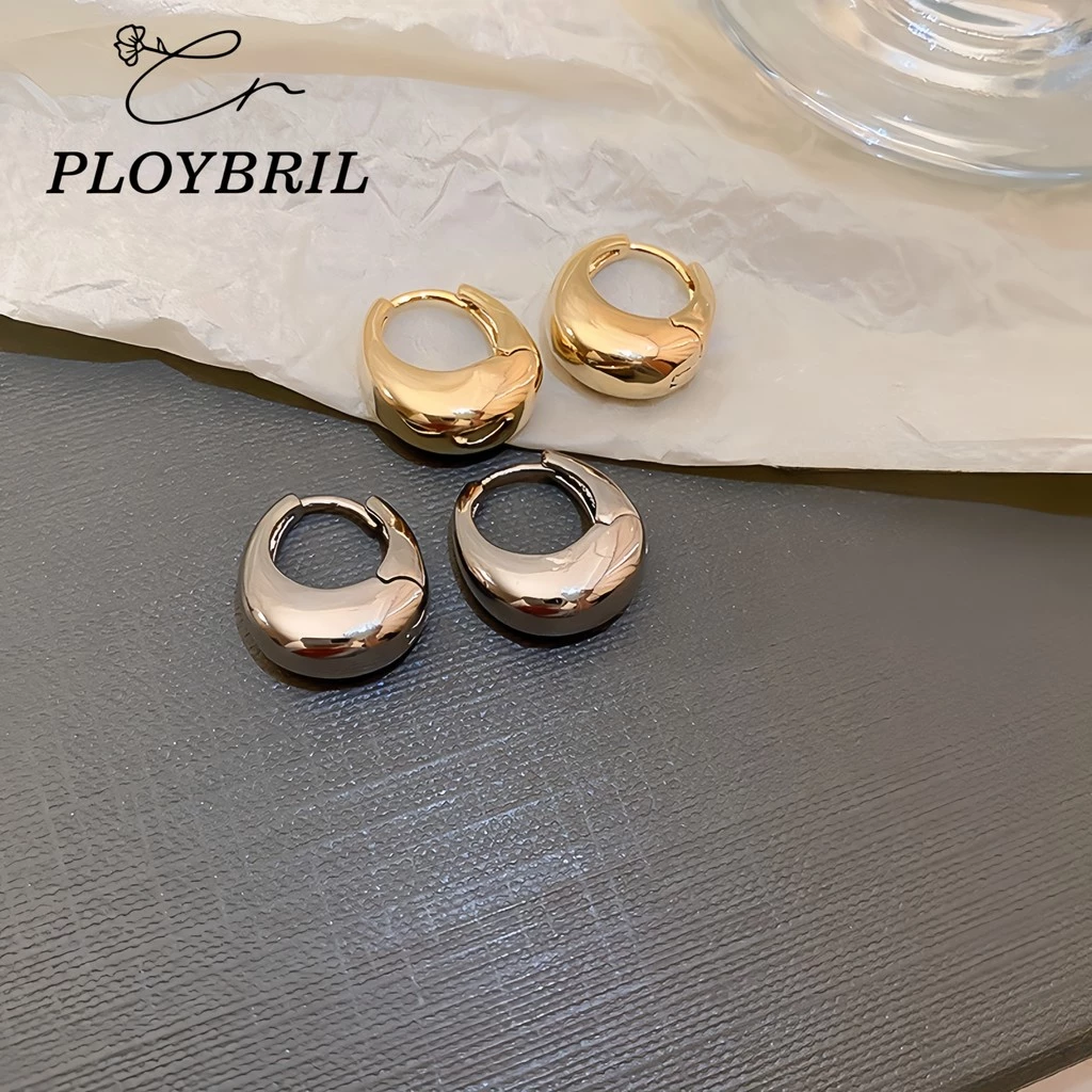PLOYBRIL ต่างหูโลหะ ทรงเรขาคณิต เรียบง่าย สไตล์เกาหลี thumbnail 8