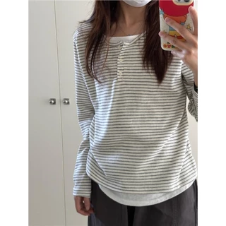 เสื้อยืดแขนยาวลายสก๊อตสไตล์เกาหลีคลาสสิก ดีไซน์ใหม่สำหรับเสื้อฤดูใบไม้ผลิและฤดูใบไม้ร่วง เสื้อแจ็กเกต