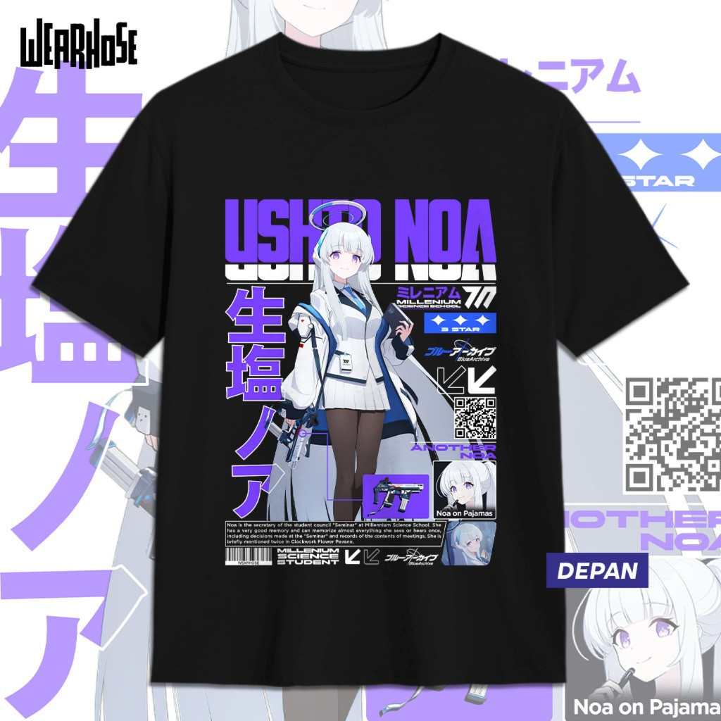 OSHINO NOA BLUE ARCHIVE OSHIO NOA เสื้อยืดอะนิเมะเกม Blue Archive Unisex Wearhose