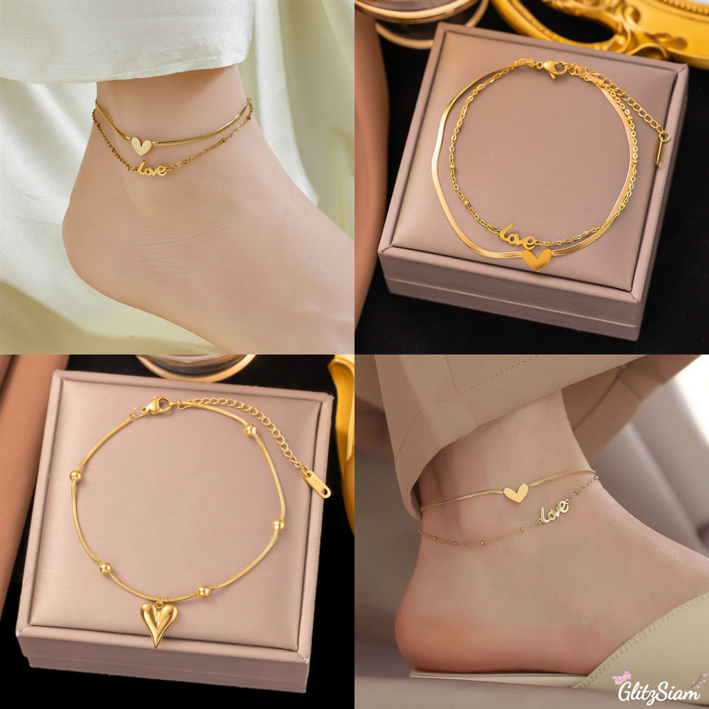 GlitzSiam✨✨กำไลข้อเท้าเซ็กซี่ กำไลข้อเท้าโบฮีเมียน  งานแฮนเมด สวย เรียบง่ายและสง่างาม แฟชั่น