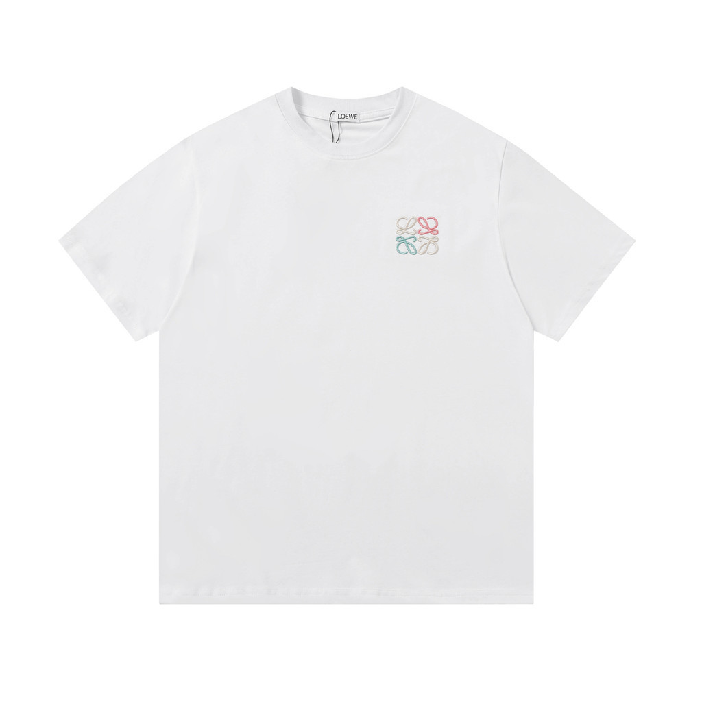 Loewe/Loewe 2026 ต้นฤดูใบไม้ผลิสไตล์ใหม่แขนสั้นเสื้อยืดผู้ชายผู้หญิงคู่สไตล์หลวมขนาดใหญ่ภายใน Match 